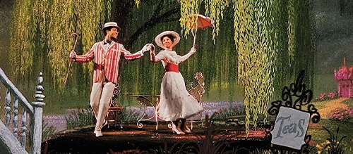 Animated and live-action scene from 'Mary Poppins' (1964).